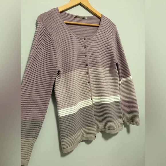Mansted Ribbed Cotton Gradient Cardigan | Size Large - Picture 3 of 7